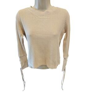 NWT forever 21 midi nude neutral long sleeve waffle knit thermal S juniors new ^